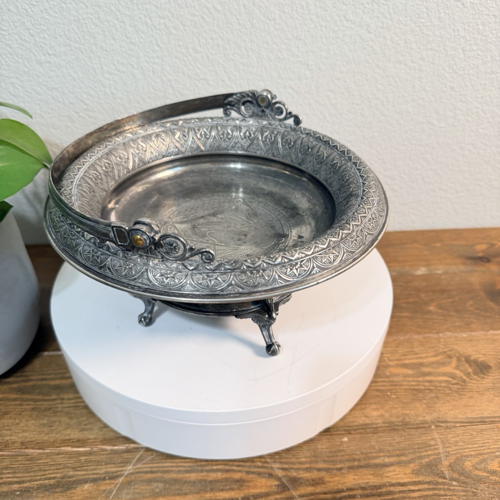 Derby Silver Co Quadruple Plated Footed Bowl with Handle Candy Dish