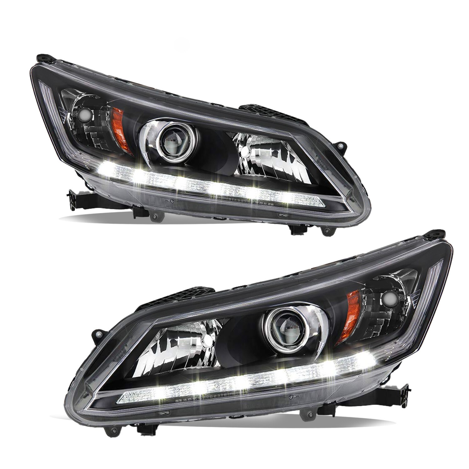 For 2013-2015 Honda Accord Sedan w/ LED DRL Projector Halogen Headlights Pair