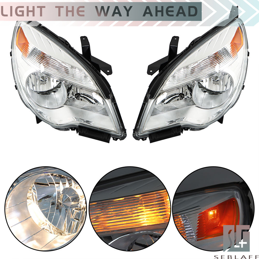For 2010-2015 Chevy Equinox LT/LS Headlight Halogen Type LH + RH Chrome