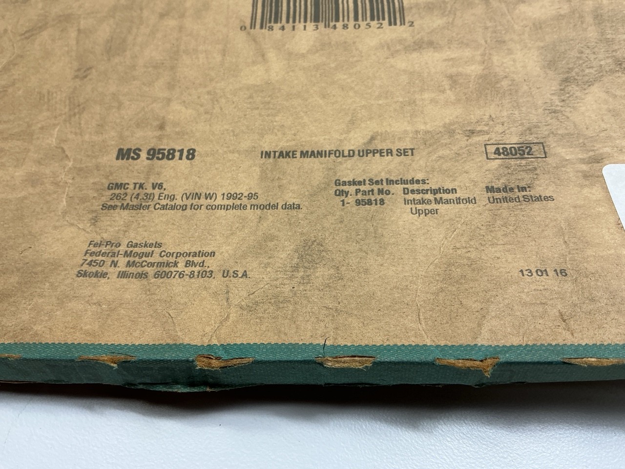 FEL-PRO Lower Intake Manifold + Plenum Gasket Set - 1992-1995 Chevy GMC 4.3L V6