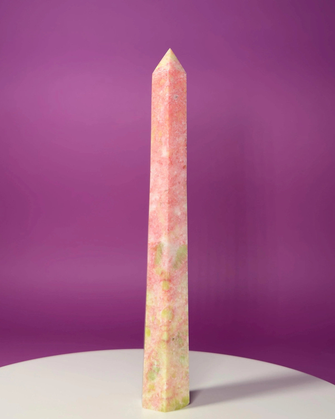 Thulite Tower 524g 10" Pink Crystal Tower Rare Norwegian Stone