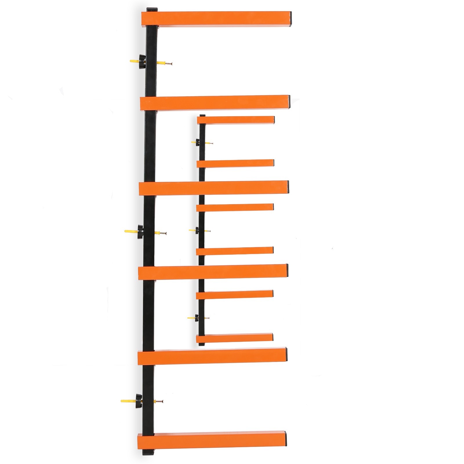 Lumber Wood Storage Metal Rack with 6-Level Wall Mount – Orange Organizer