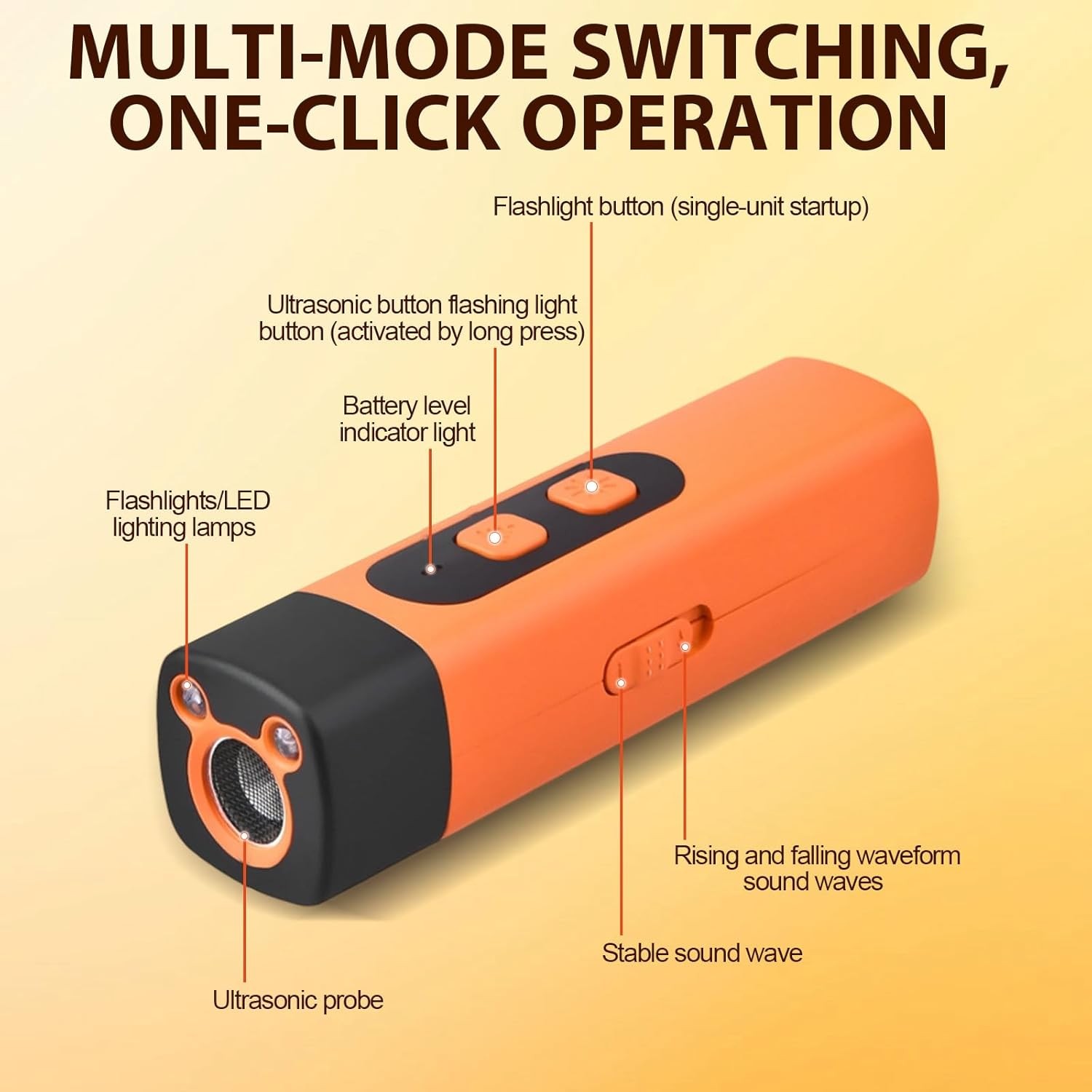 Dog Bark Deterrent Devices, Rechargeable Anti Barking Device for Dogs (Orange)