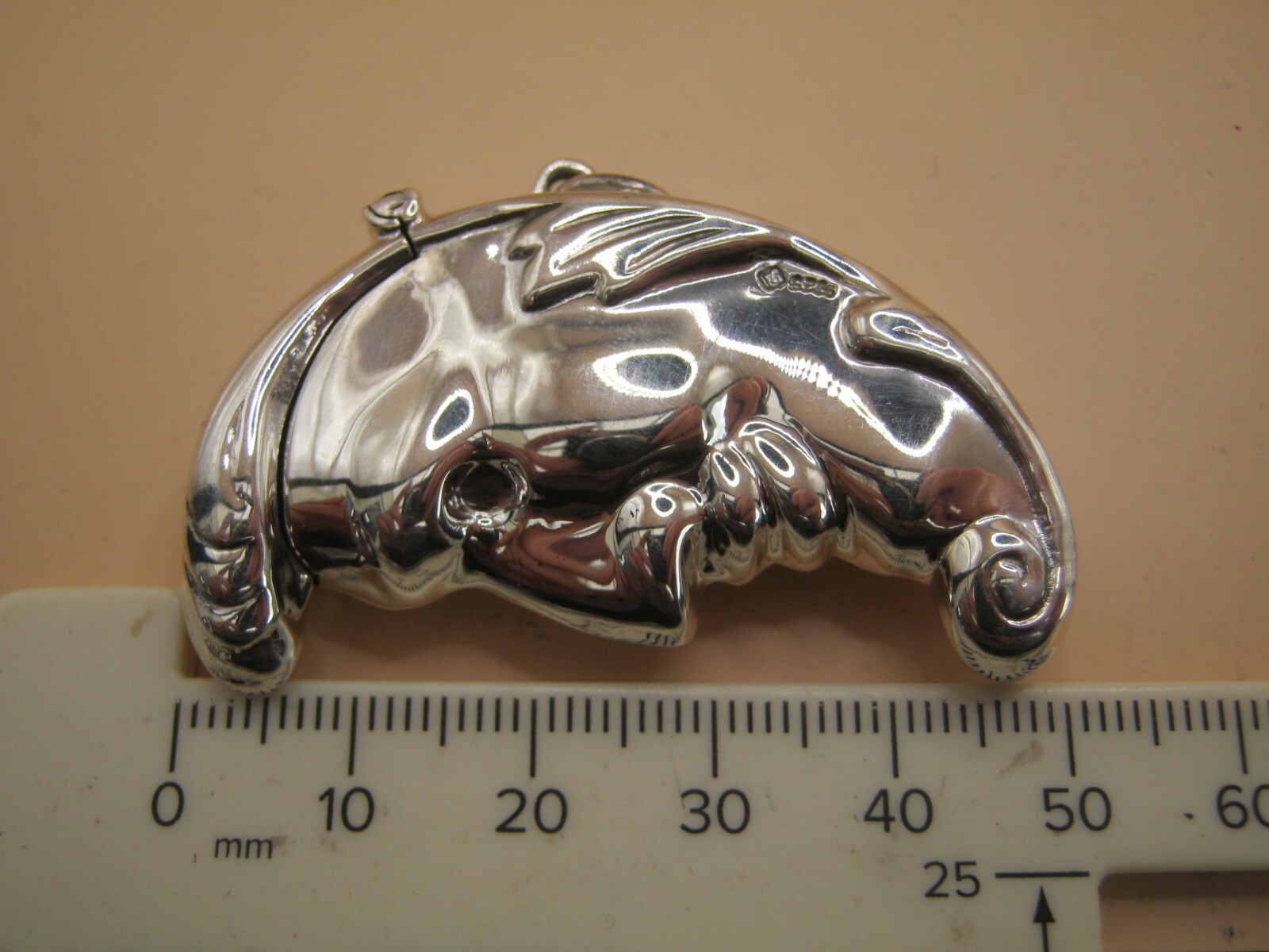 English Hallmarked Sterling Silver Man In The Moon Vesta Case Box Locket