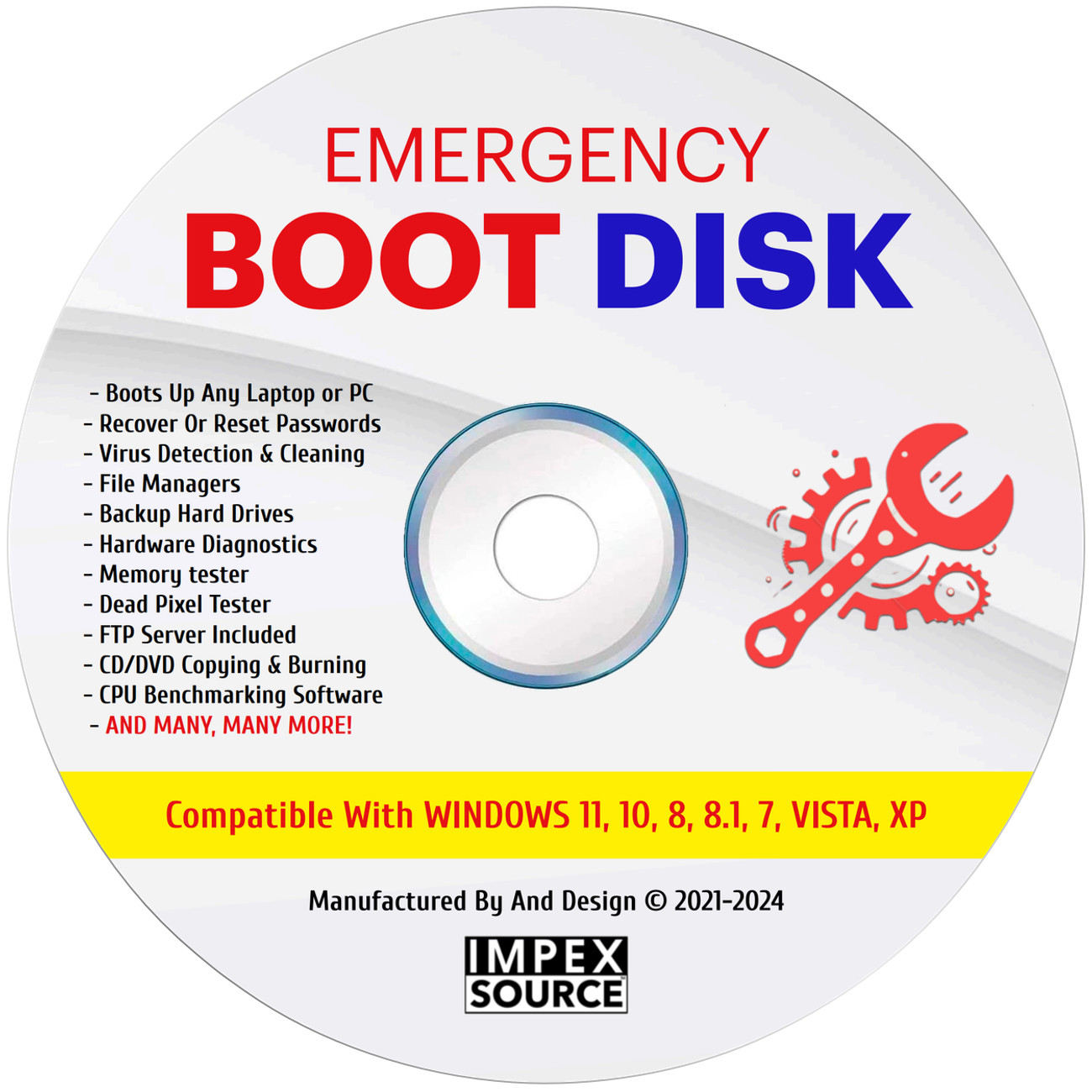 Emergency Boot Disk For Windows PC Repair Password Virus Win XP Vista 7 8 10 11
