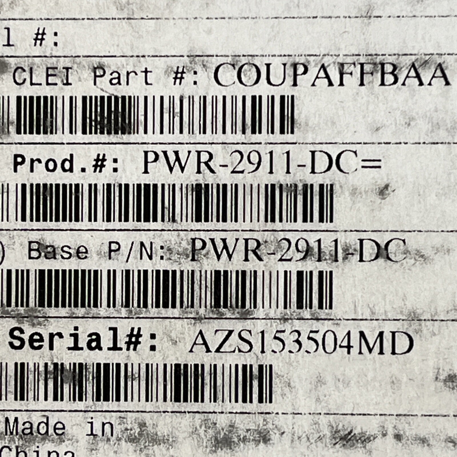 Cisco PWR-2911-DC, 190 Watt Power Supply, Emerson AA26390