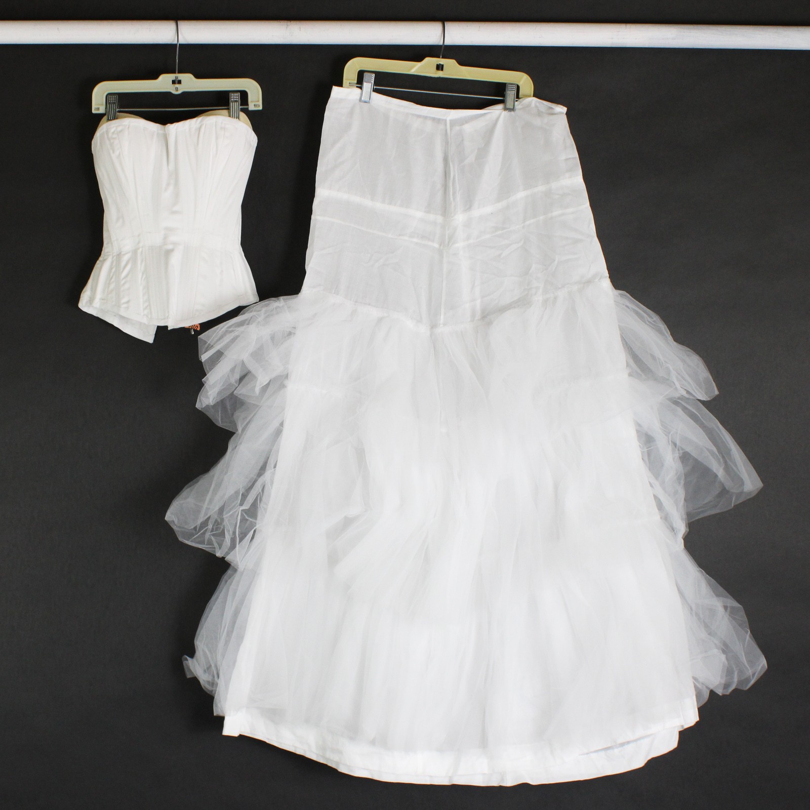 2 Piece White Girdle Crop Top Sleeveless With Long Skirt Outfit Women's Size XS