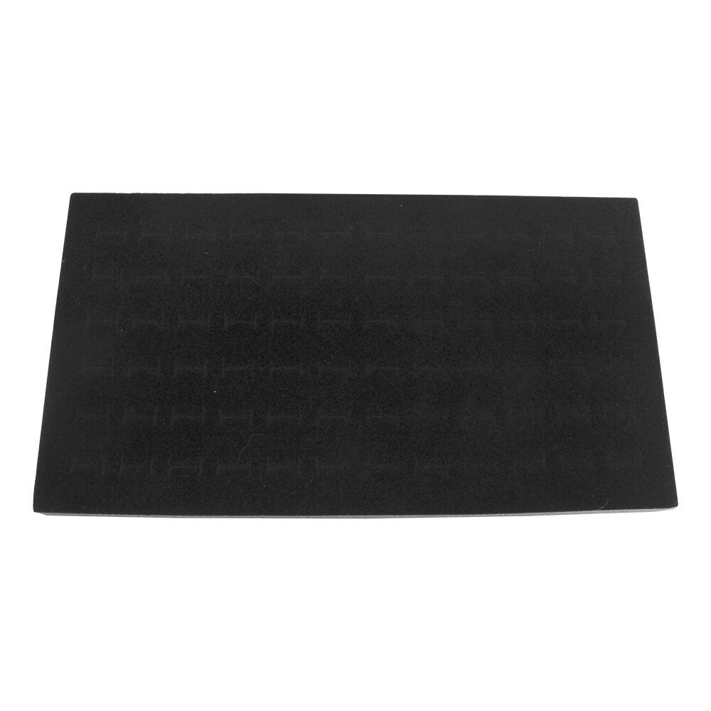 14 x 7-1/2 x 1/2 Black Velvet Foam Ring Insert 72 Slots Jewelry Display Tray