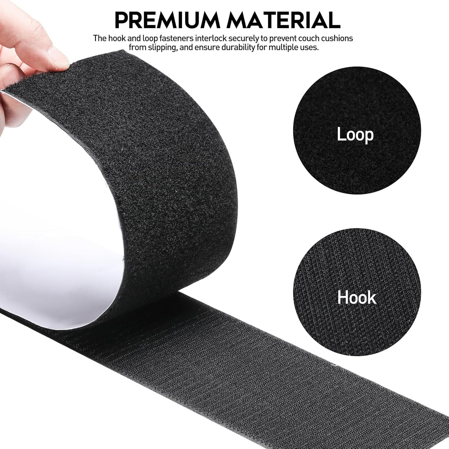 4.4 Inches x 7 Feet Strong Sticky Back Heavy Duty Hook and Loop Tape Adhesive