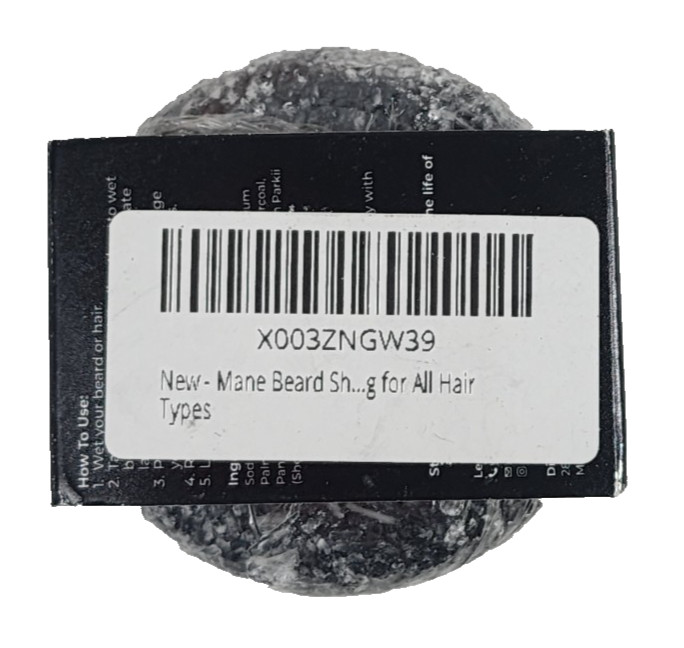 LOT OF 2 Mane Anti-Grey Shampoo Bar Mens Hair & Beard Wash, Bamboo Charcoal 60g