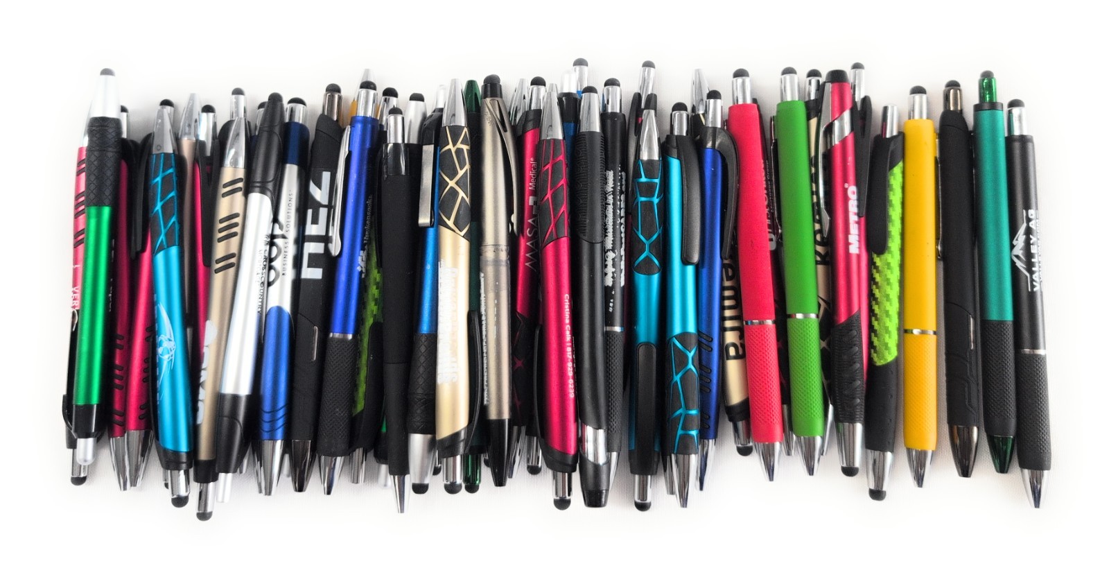 50 Misprint STYLUS TIP Retractable Click Pens HUB PEN bulk Mixed MULTICOLOR Lot