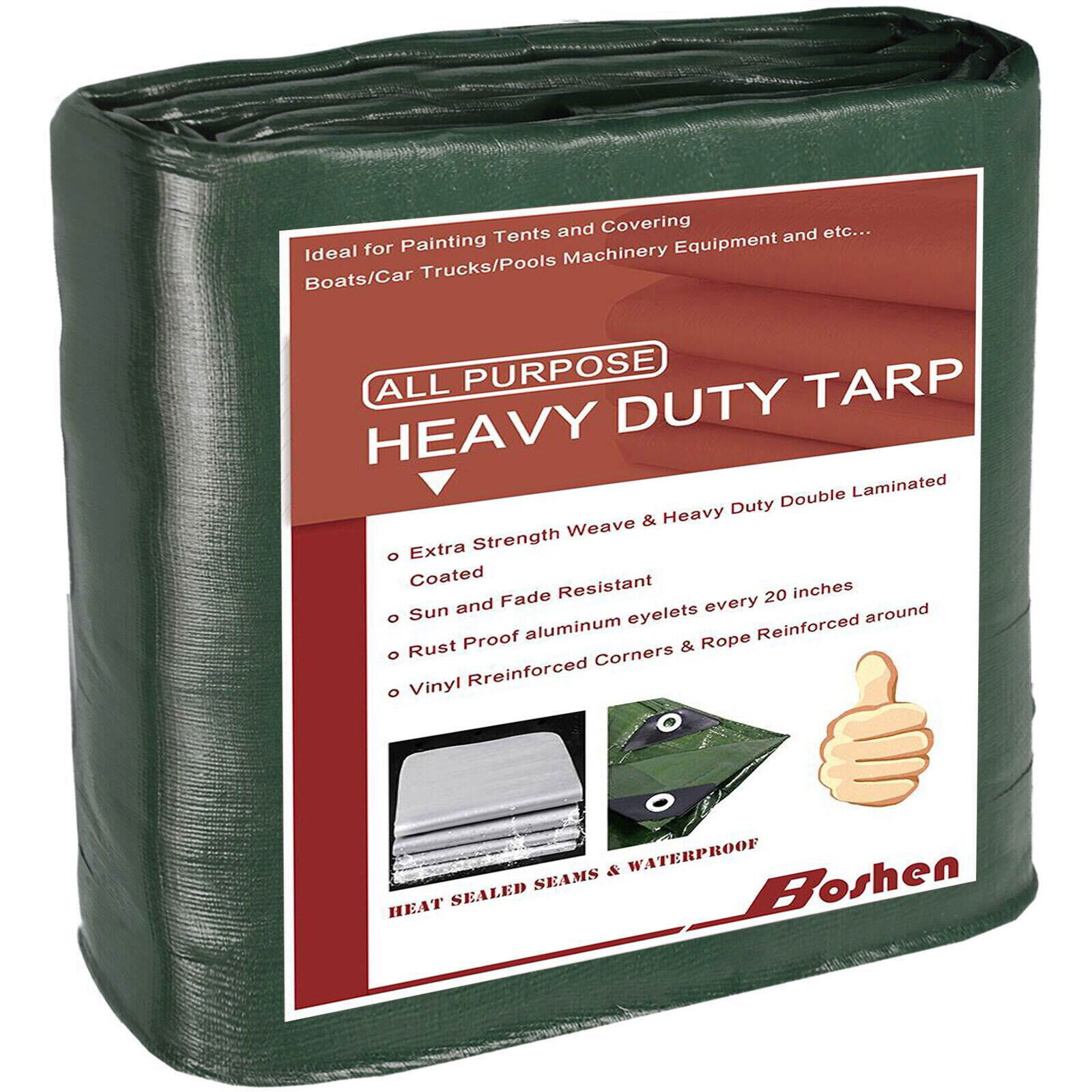 Heavy Duty Tarp Poly Tarpaulin Boat Tent Waterproof Outdoor Canopy Shade Cover