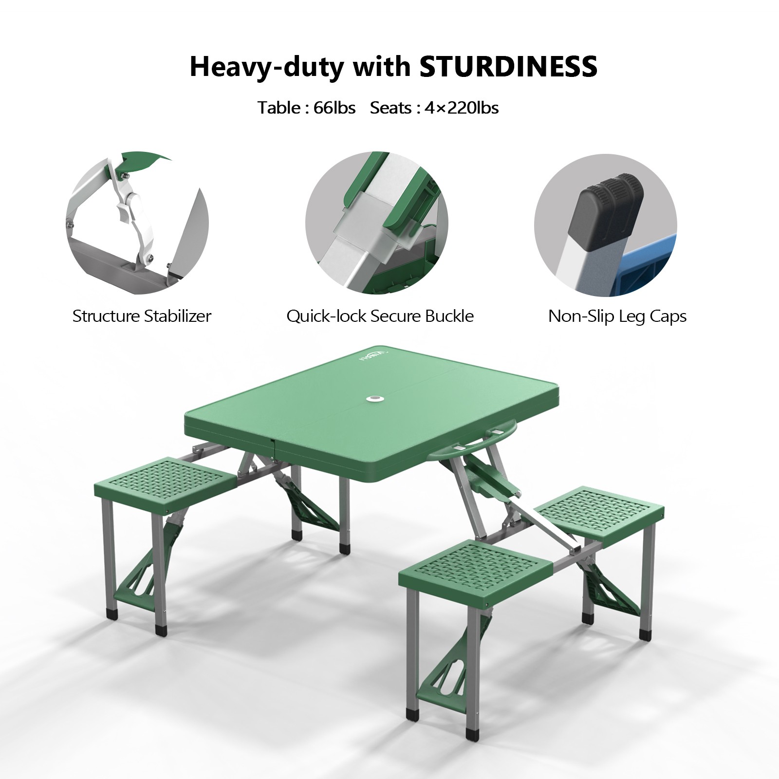 Portable Folding Camping Picnic Table with Chair Seats Portable Table Sets