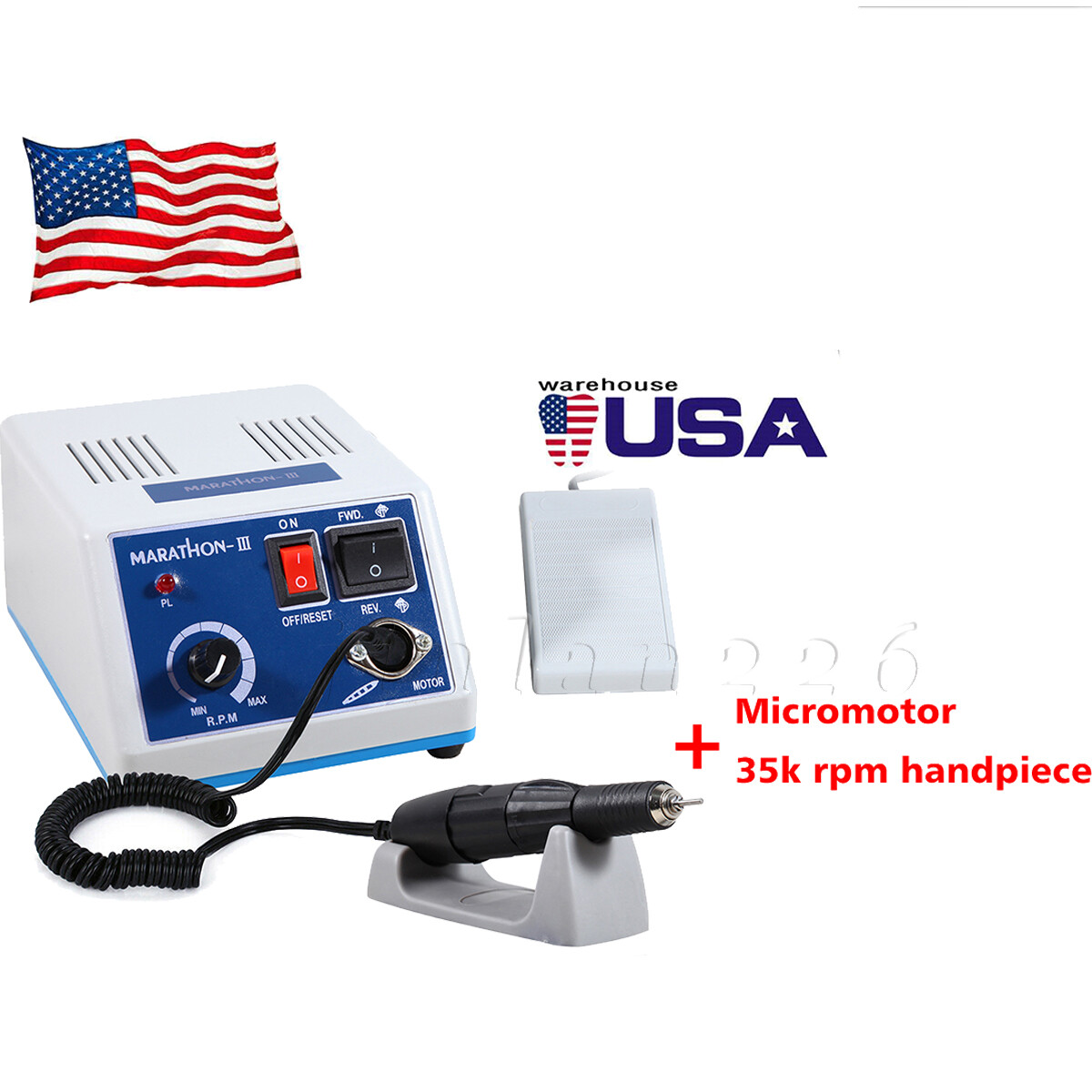 Dental Lab Marathon Electric Micromotor Polishing Unit + 35K rpm Motor Handpiece