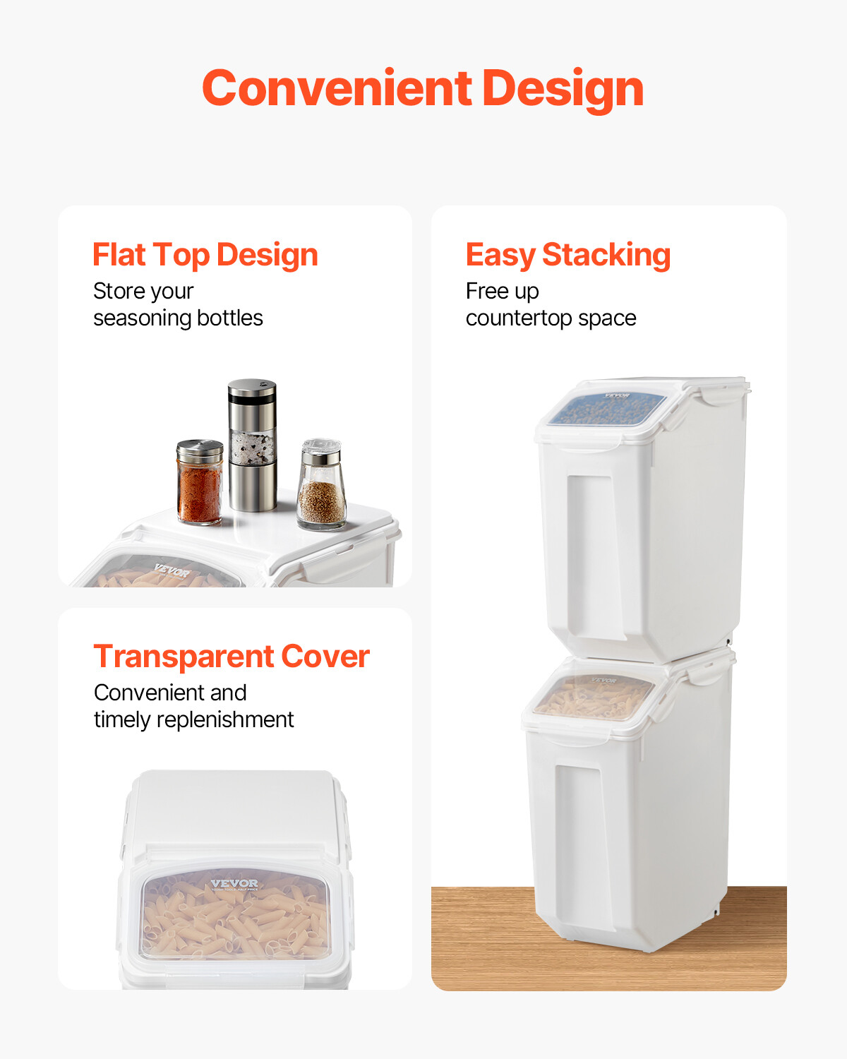 4.5Gal/20L Large Ingredient Storage Container Airtight Kitchen Flour Bin