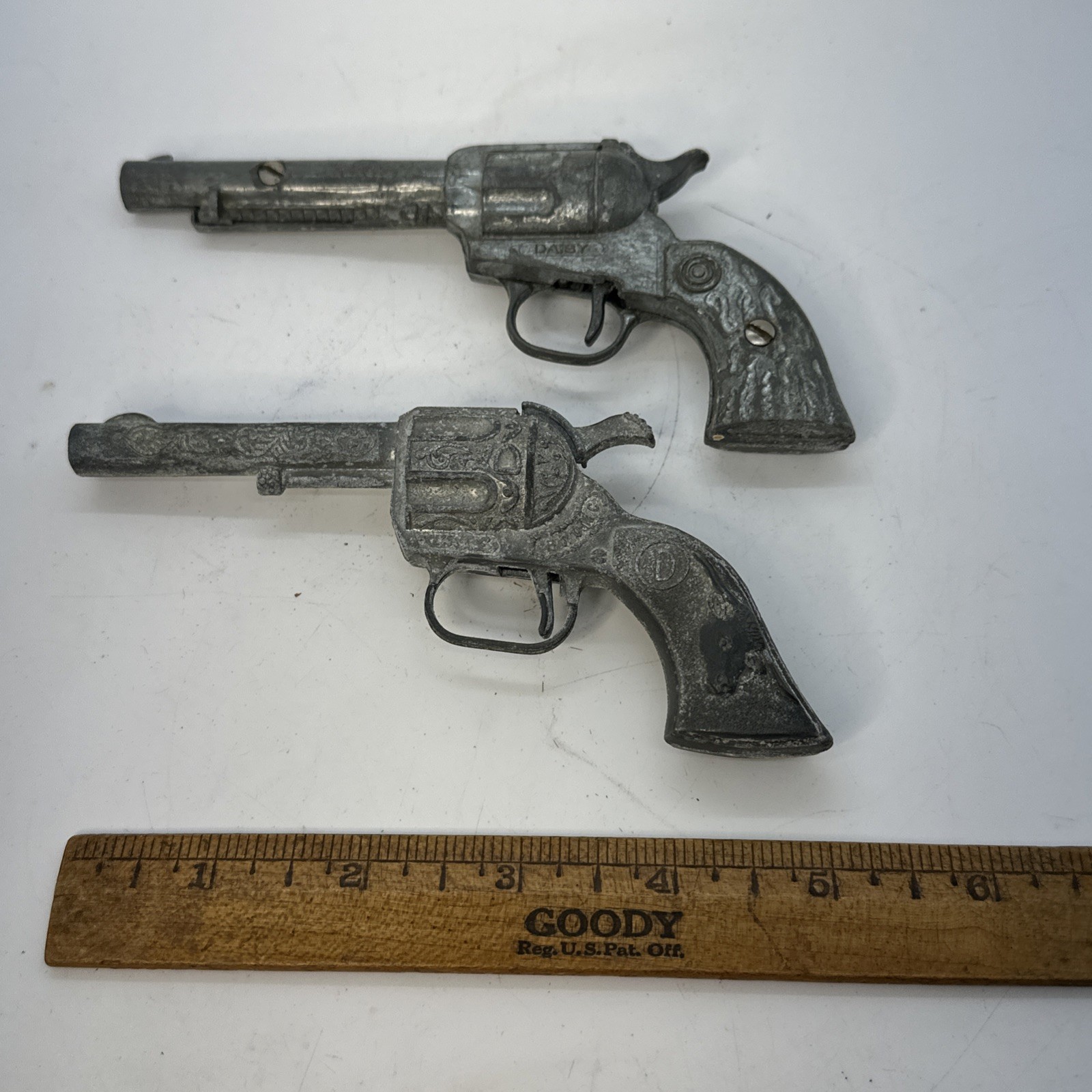 Vintage Bronc Circle D & Daisy Bullseye Cap Gun Pistol Revolver 1950's USA