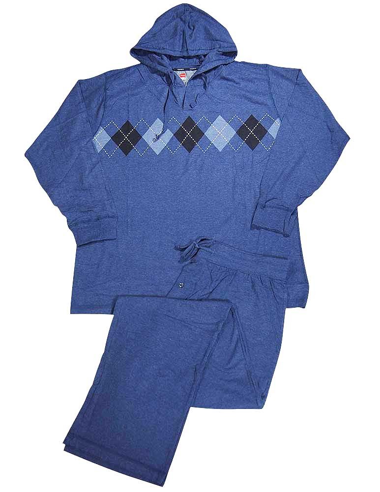 Hanes Mens Big & Tall 2 Piece Long Sleeve Hoodie & Pant Sleep Lounge Pajama Set