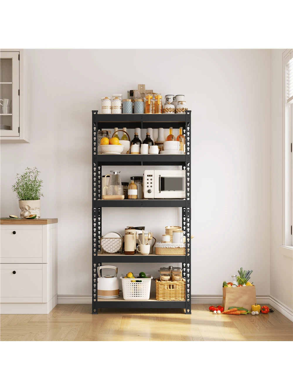 Butterslay 5-Tier Boltless Metal Storage Shelf with MDF Boards Adjustable Rack