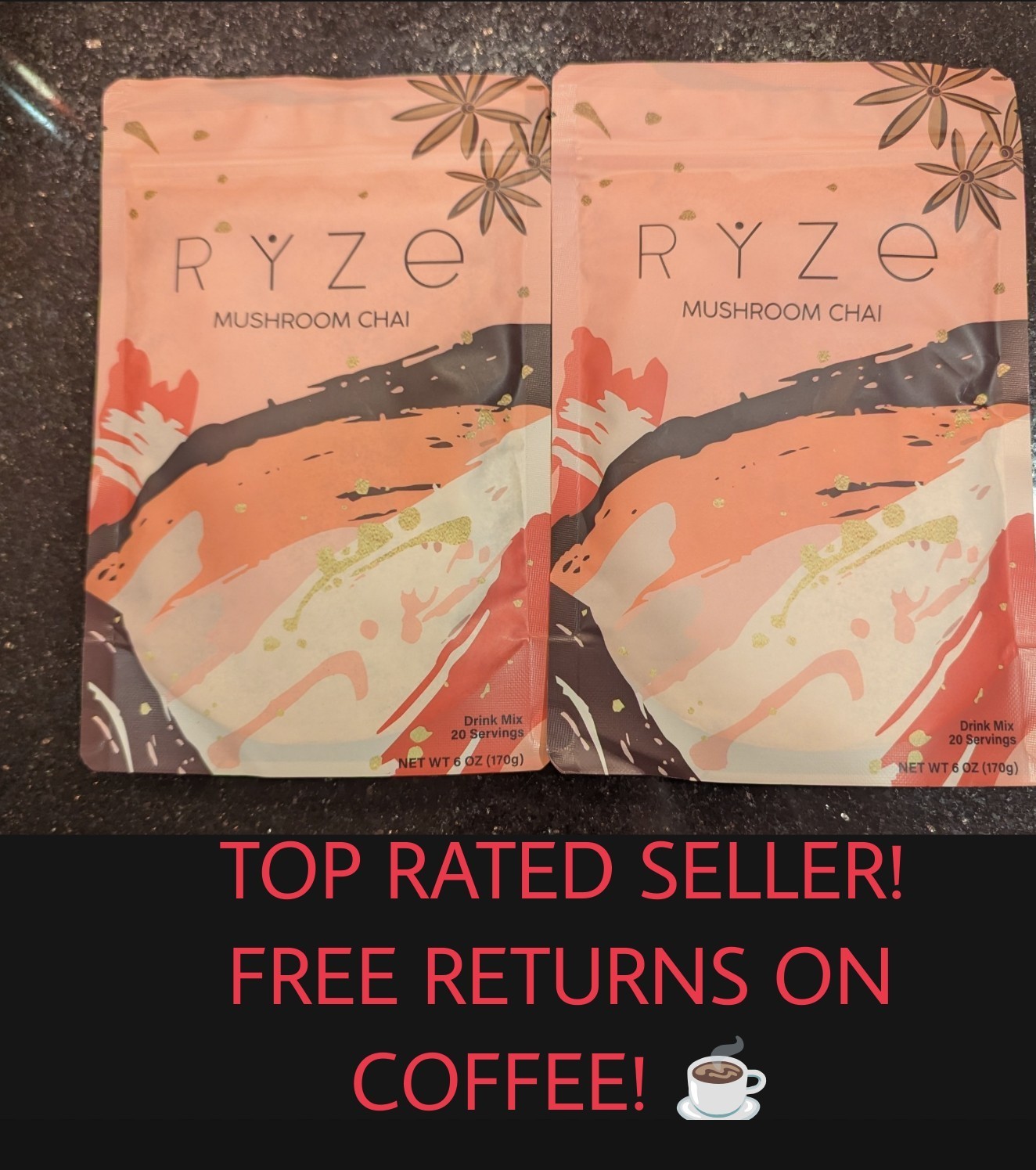 (2) RŸZE Mushroom Chai With 6 Adaptogenic Mushrooms Beverage Powder