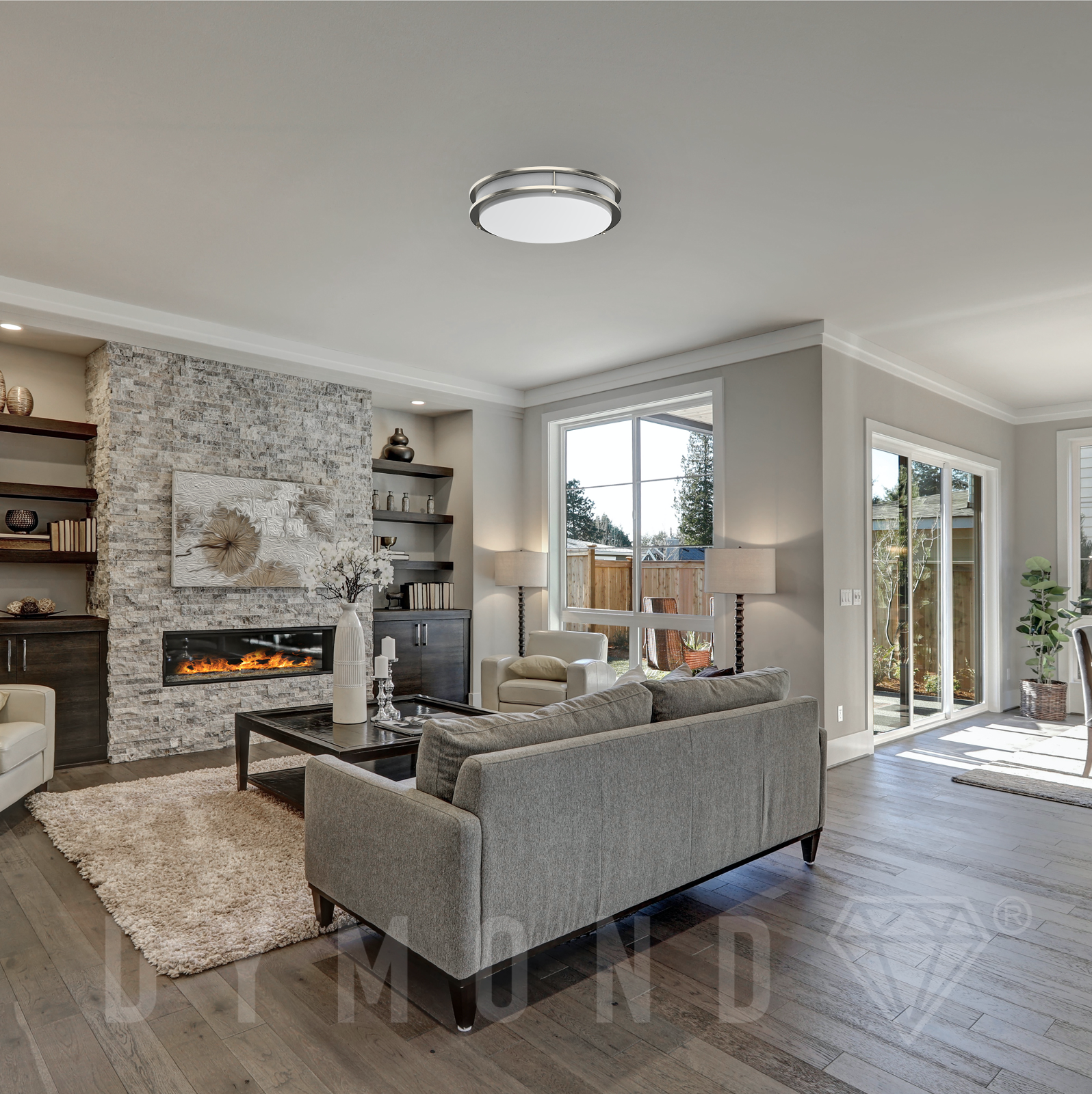 LED Ceiling Light 4000K Flush Mount Fixture Dimmable Double Ring 10"/12"/14"