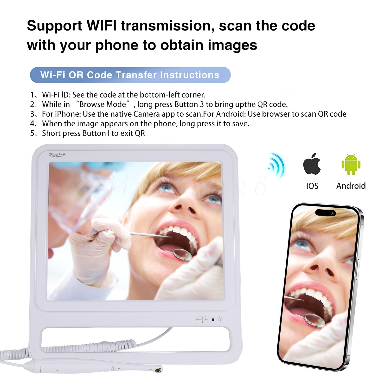 WIFI Dental Intra Oral Camera 17Inch High-Definition Digital LCD Monitor