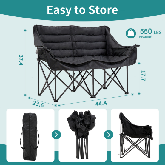 NAIZEA Oversized Fold Up Double Camping Chair 2 Person Camping Chair Loveseat