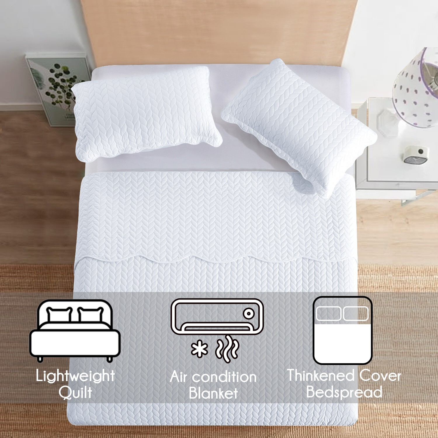 Luxury Bedspread Bedding Set 3 Piece Quilted Coverlet Bed Throw Queen King Size