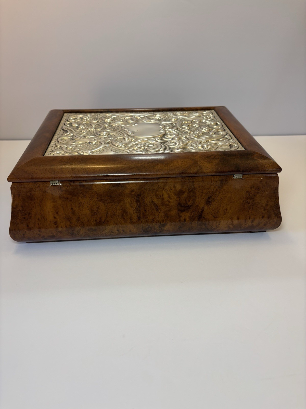 Sterling Silver & Wood Vintage Tea Storage Box Hand Made In Italy Art Collection