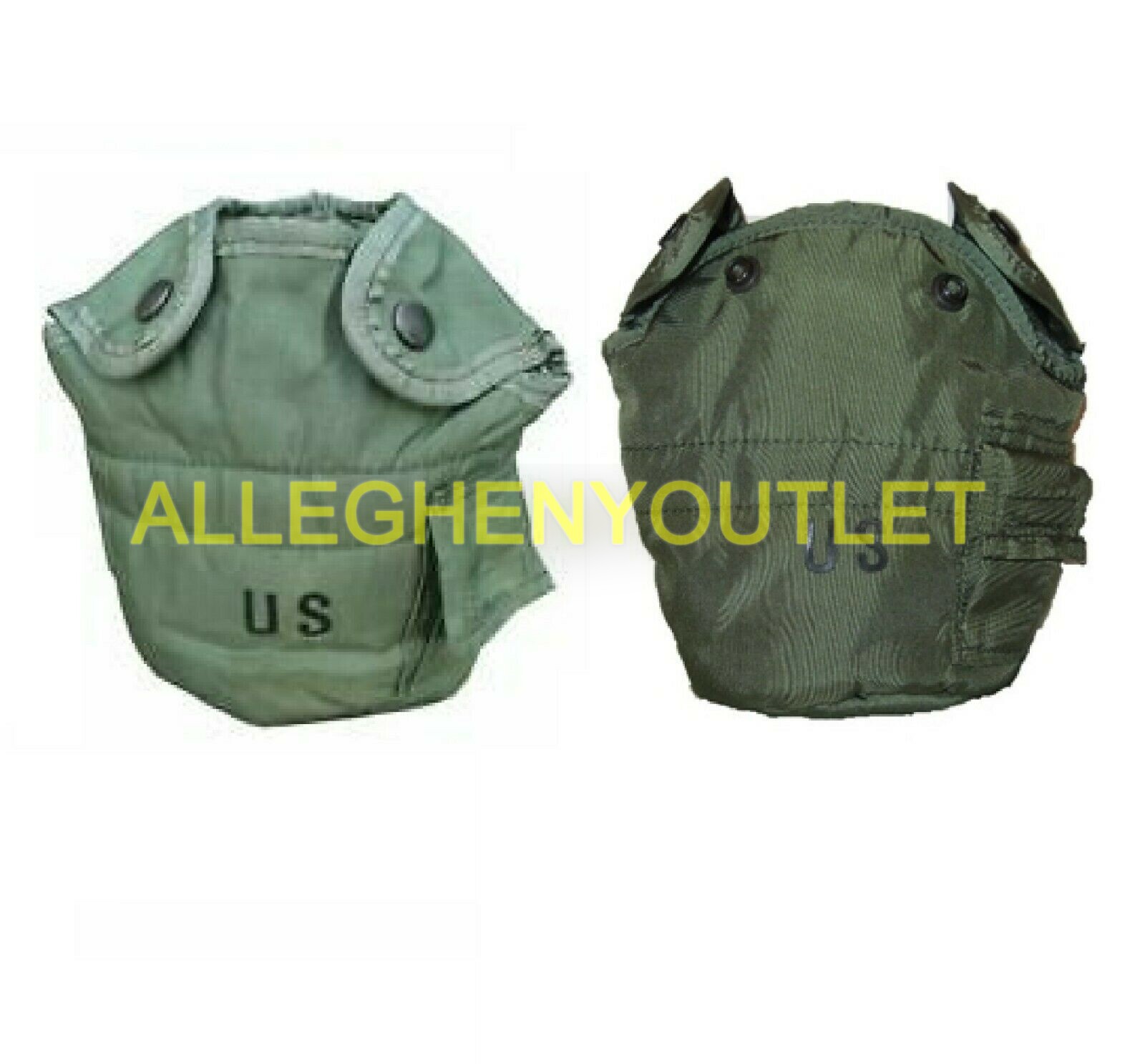 2 Military US Army 1 QT QUART CANTEEN COVER 1QT POUCH CARRIER OD WITH CLIPS VGC