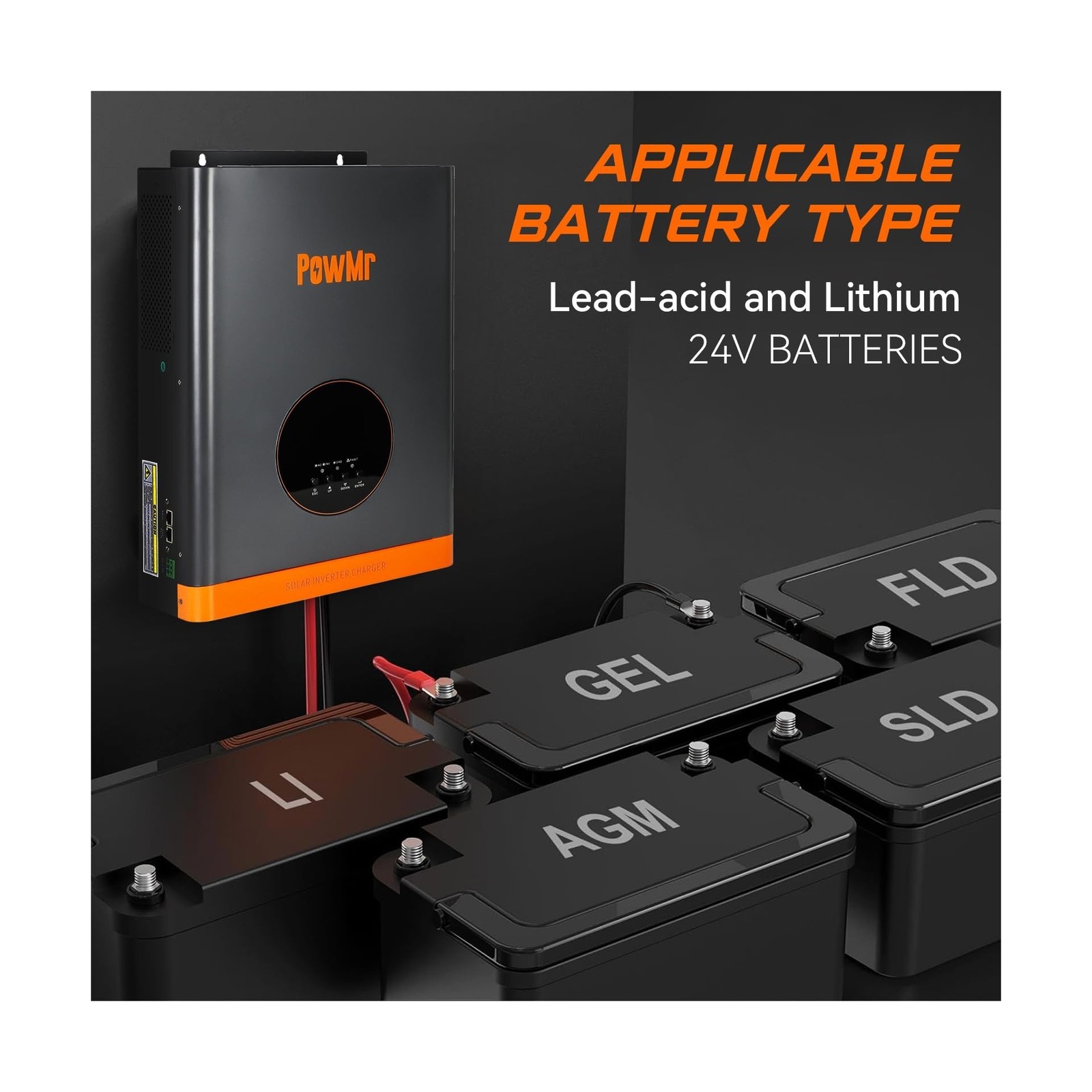 PowMr Solar Inverter 3000W 24V, Peak 9000W, Low-Frequency Pure Sine Wave Inve...