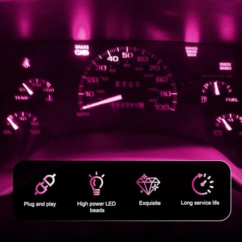 T10 LED Dashboard Bulb, 194 168 3020 8-SMD LED High Brightness 10 PCS Pink