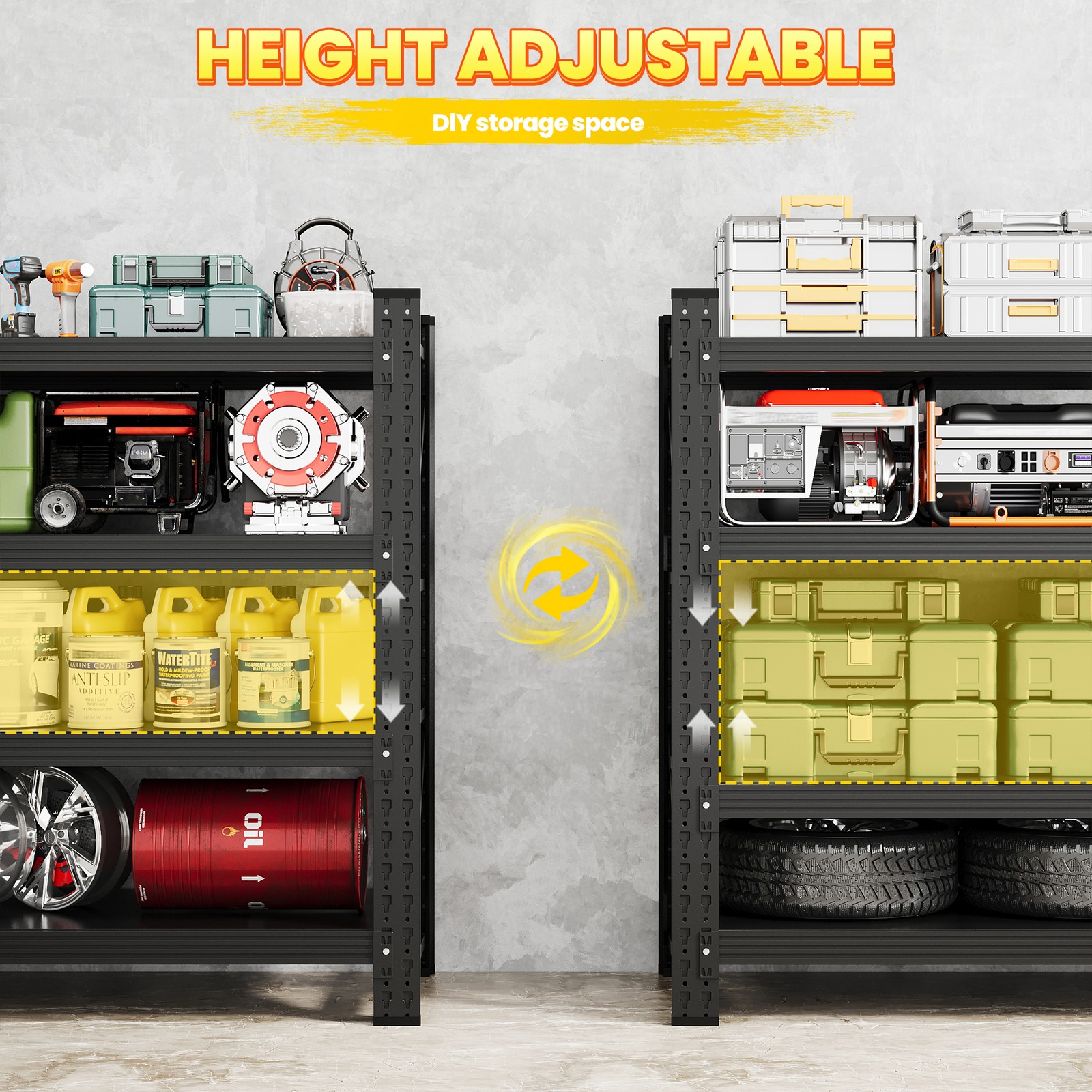 Industrial Garage Storage Shelves 40"W, Heavy Duty Adjustable Steel Rack