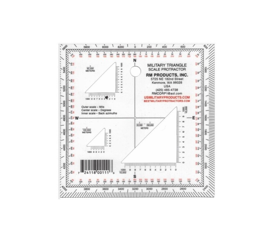 RM PRODUCTS Military Triangular Protractor Scale (Red)