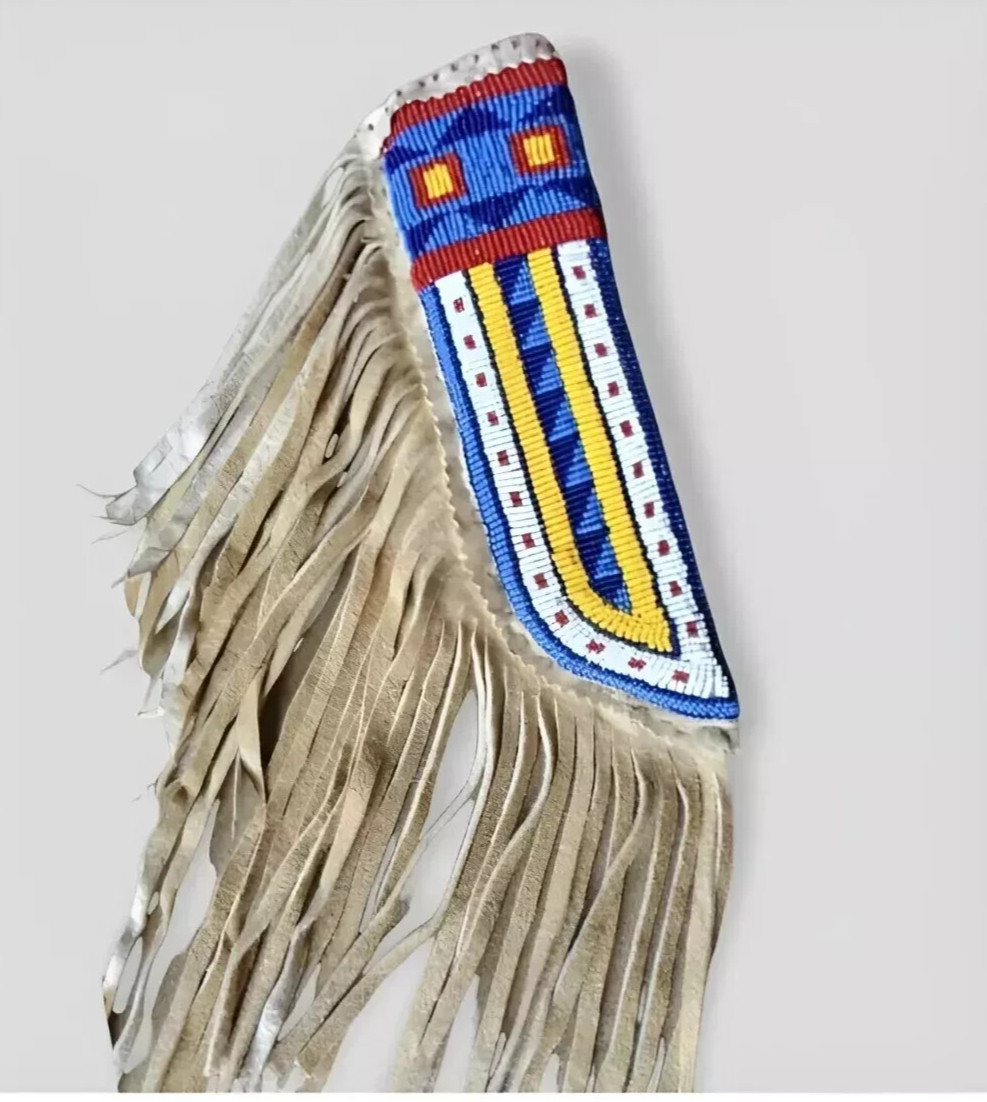 Beaded Indian Knife Cover Native American Sioux Handmade Sheath 15 pieces Set
