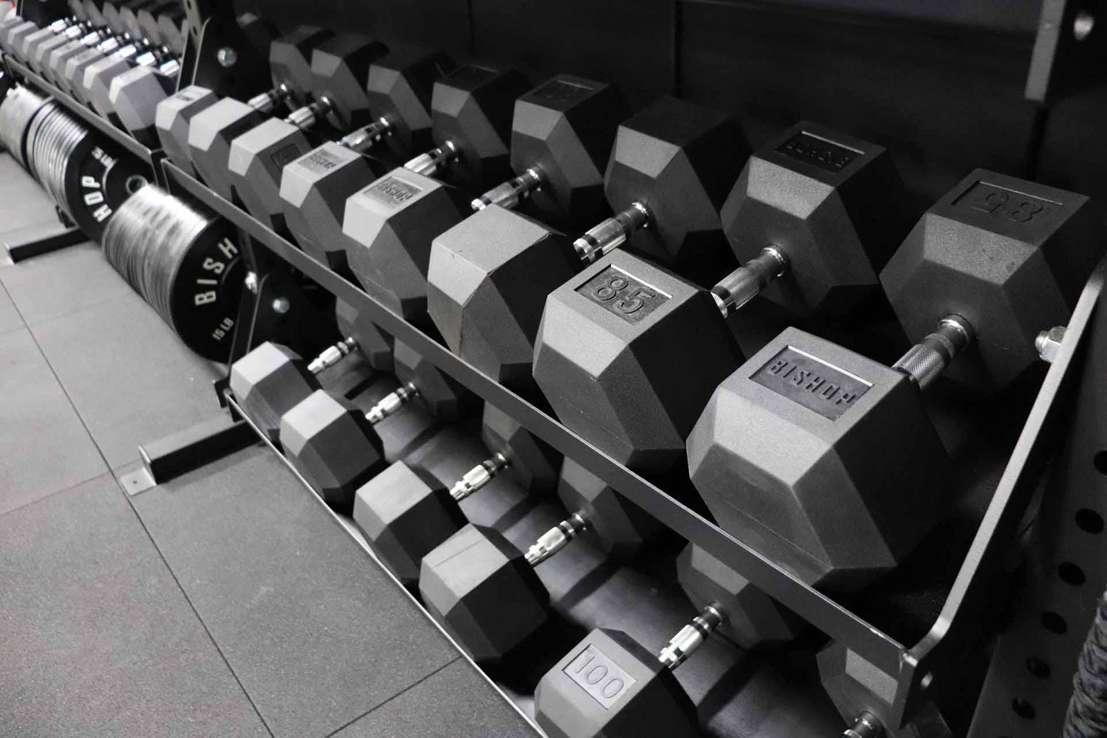 Bishop Rubber Hex Dumbbells (Singles and Sets)