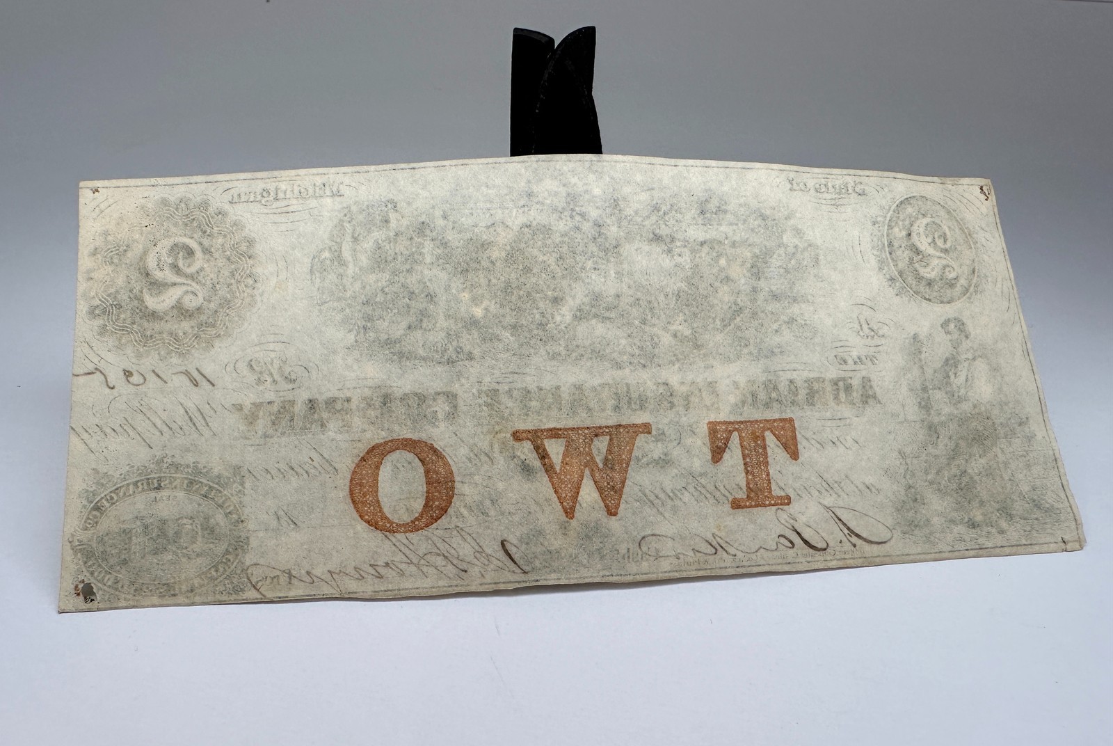 1853 $2 Adrian Insurance Company Michigan Obsolete Bank Note Two Dollars Bill MI