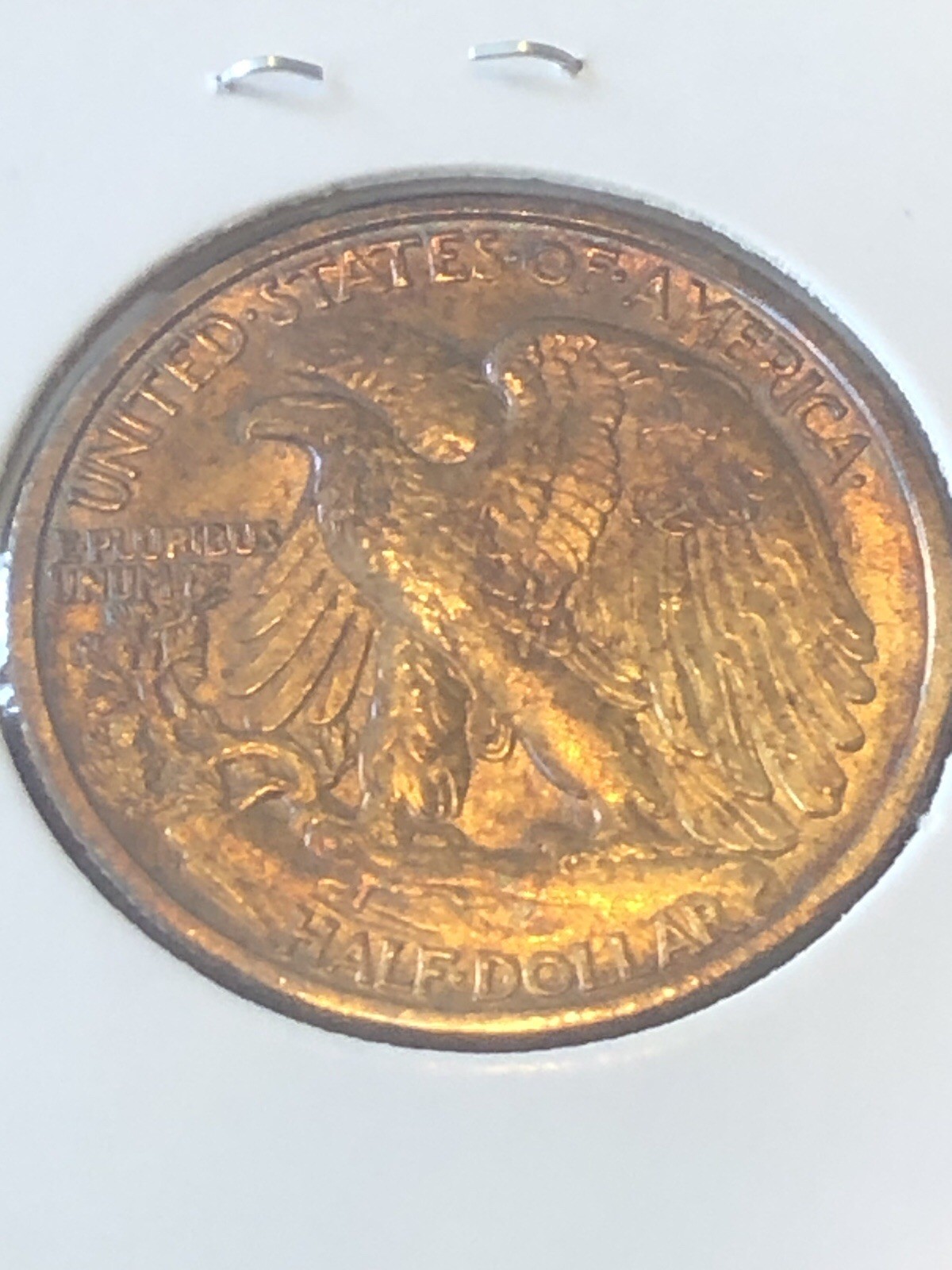 1945 W Walking Liberty Half Dollar Rainbow Toned BU