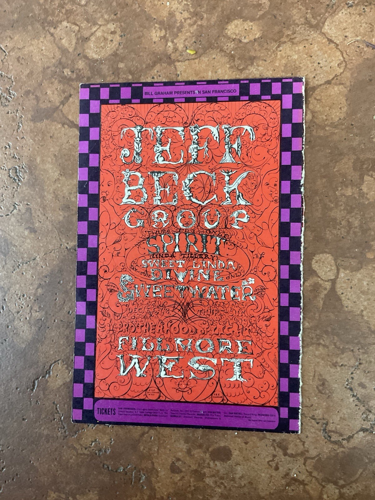 Jeff Beck, Spirit 1969 Bill Graham Presents Fillmore West Postcard
