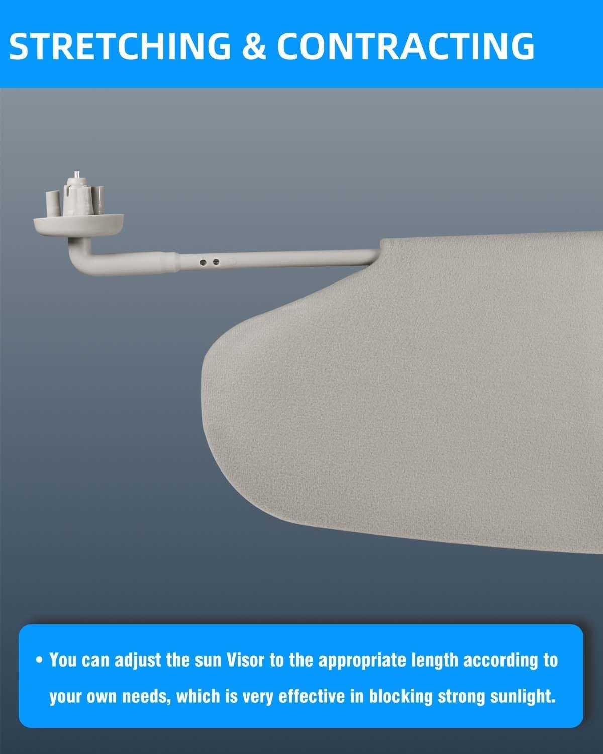 Gray Left Driver Side Car Sun Visor W/O Mirror Compatible with Dodge Ram 1500