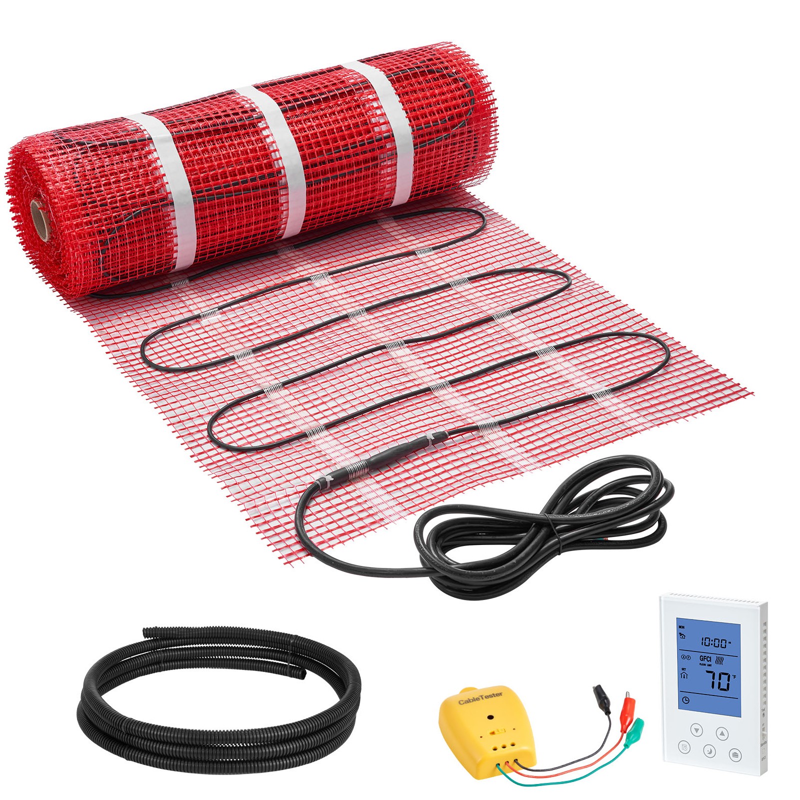 50 sqft Self-Adhesive Mesh Floor Heating Mat 120V Electric Radiant System