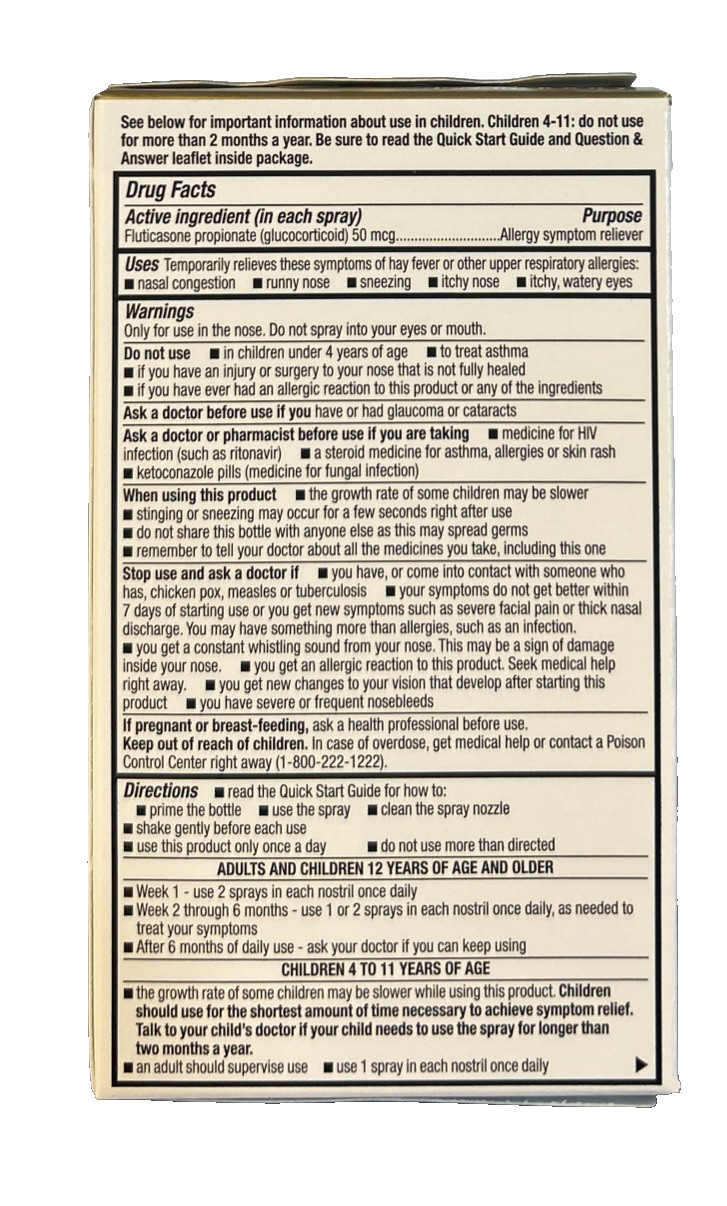 Fluticasone Propionate Allergy Nasal Spray 144 Sprays Compare Flonase Exp 2/2027