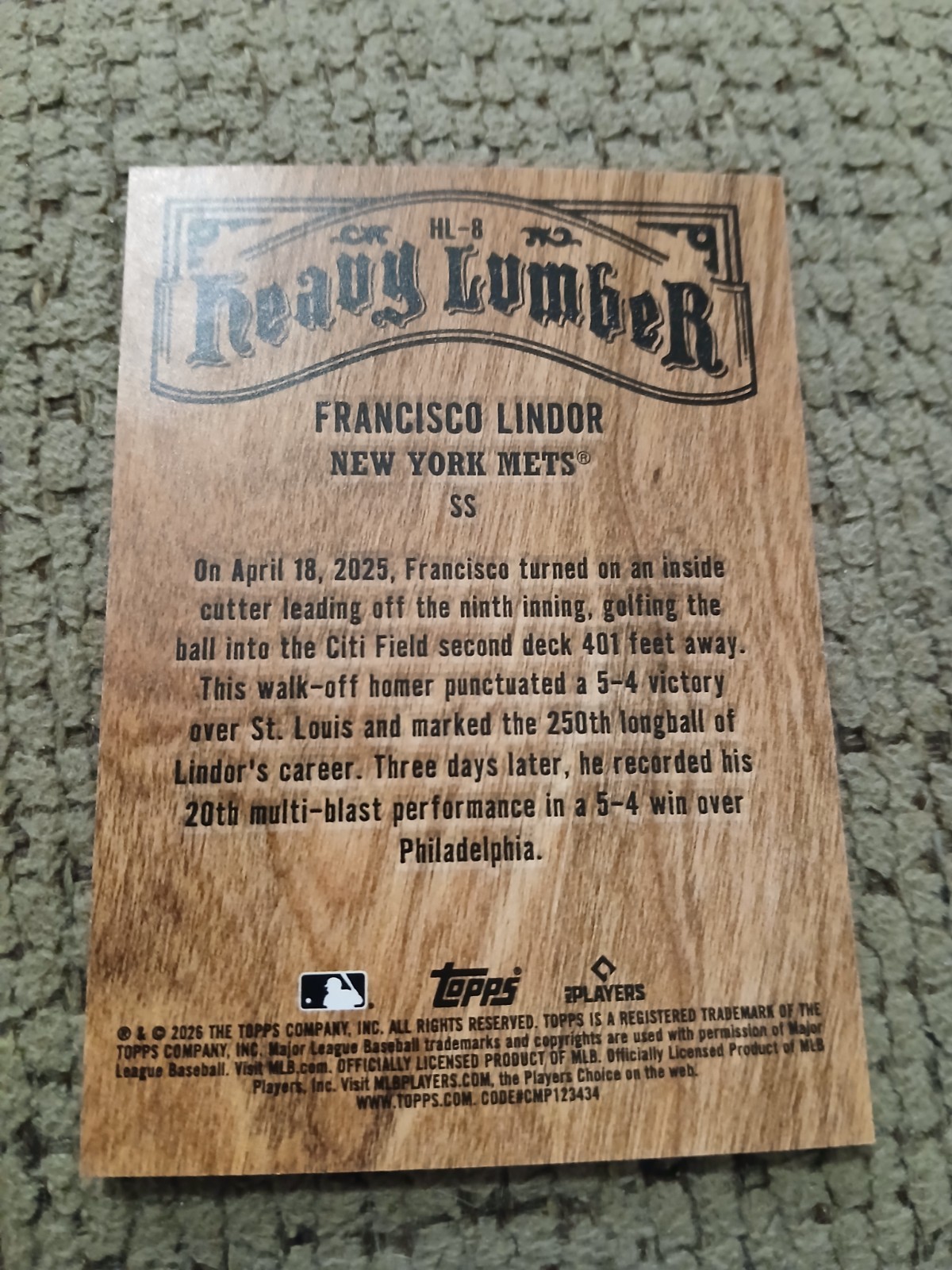 2026 Heavy Lumber Topps Heritage Card Lot