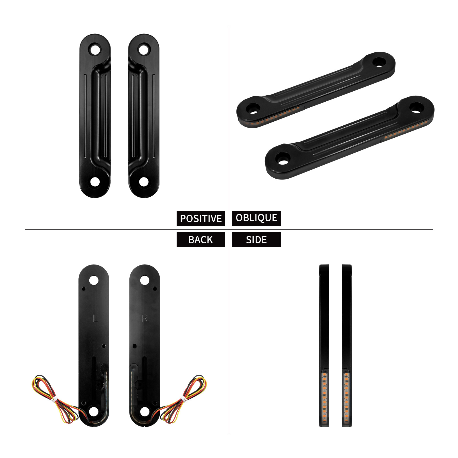 Black LED Flush Fork Turn Signal Side Light Fit For Harley Touring Glide 1998-up