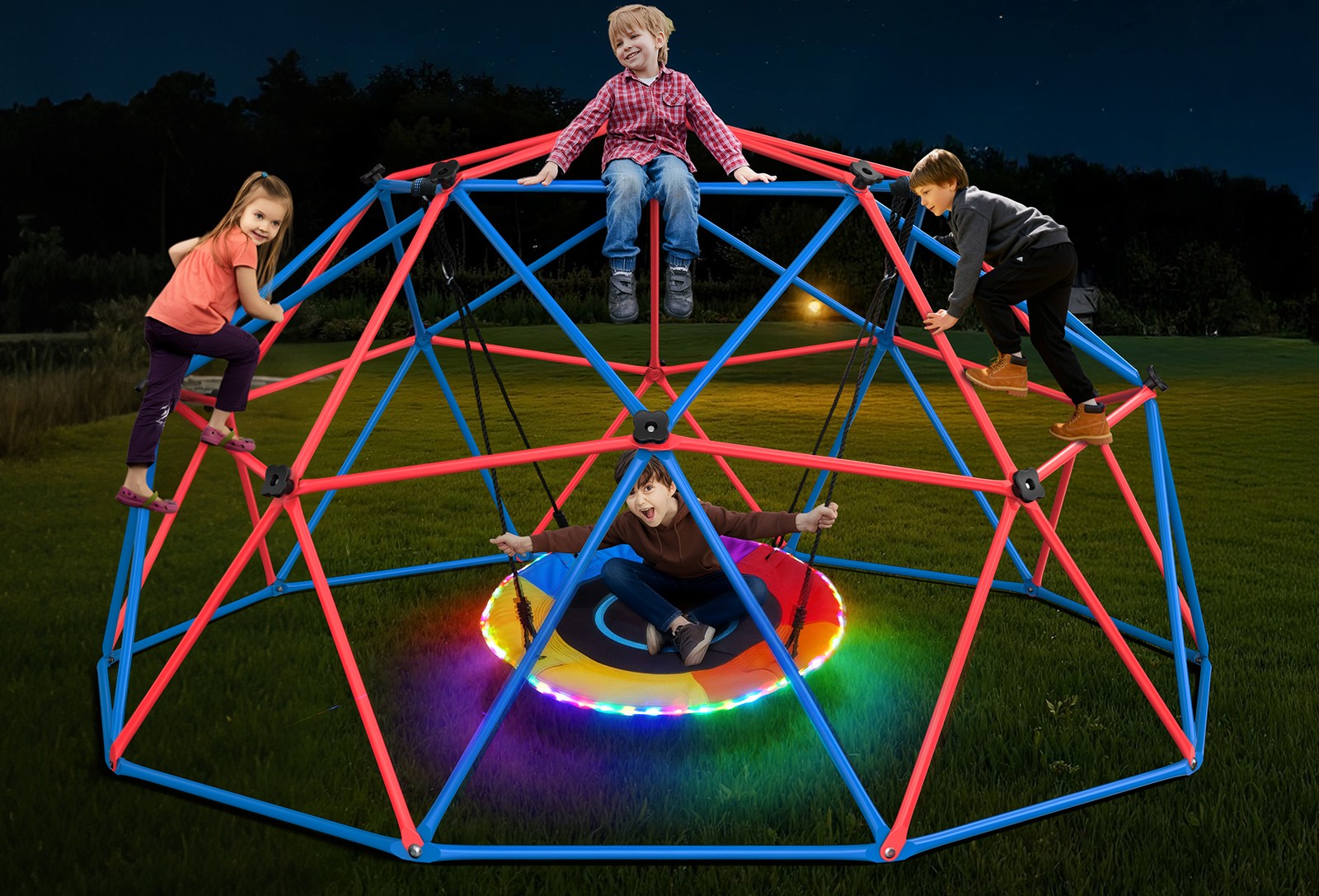 Climbing Dome Swing Set 10ft Jungle Gym Monkey Bars 800lbs for Kids Outdoor Play