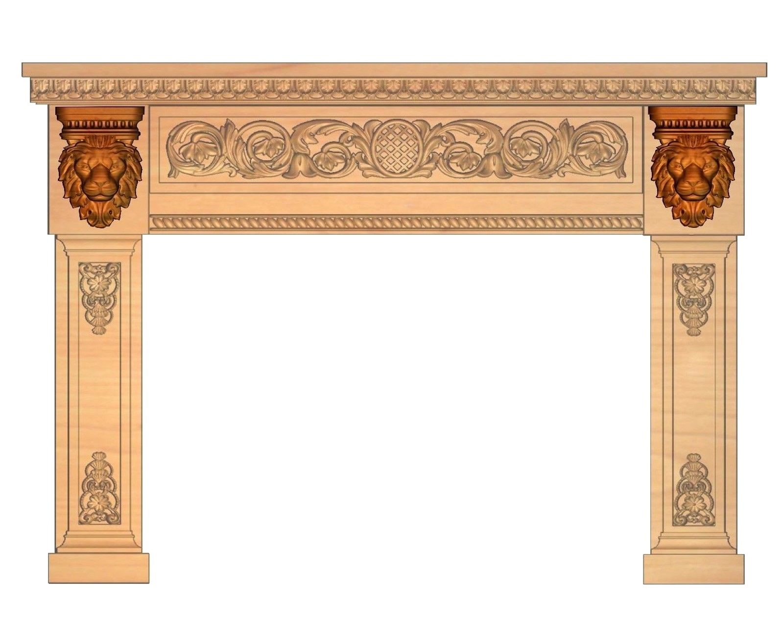 Lion Head Hand Carving Corbel / Applique.