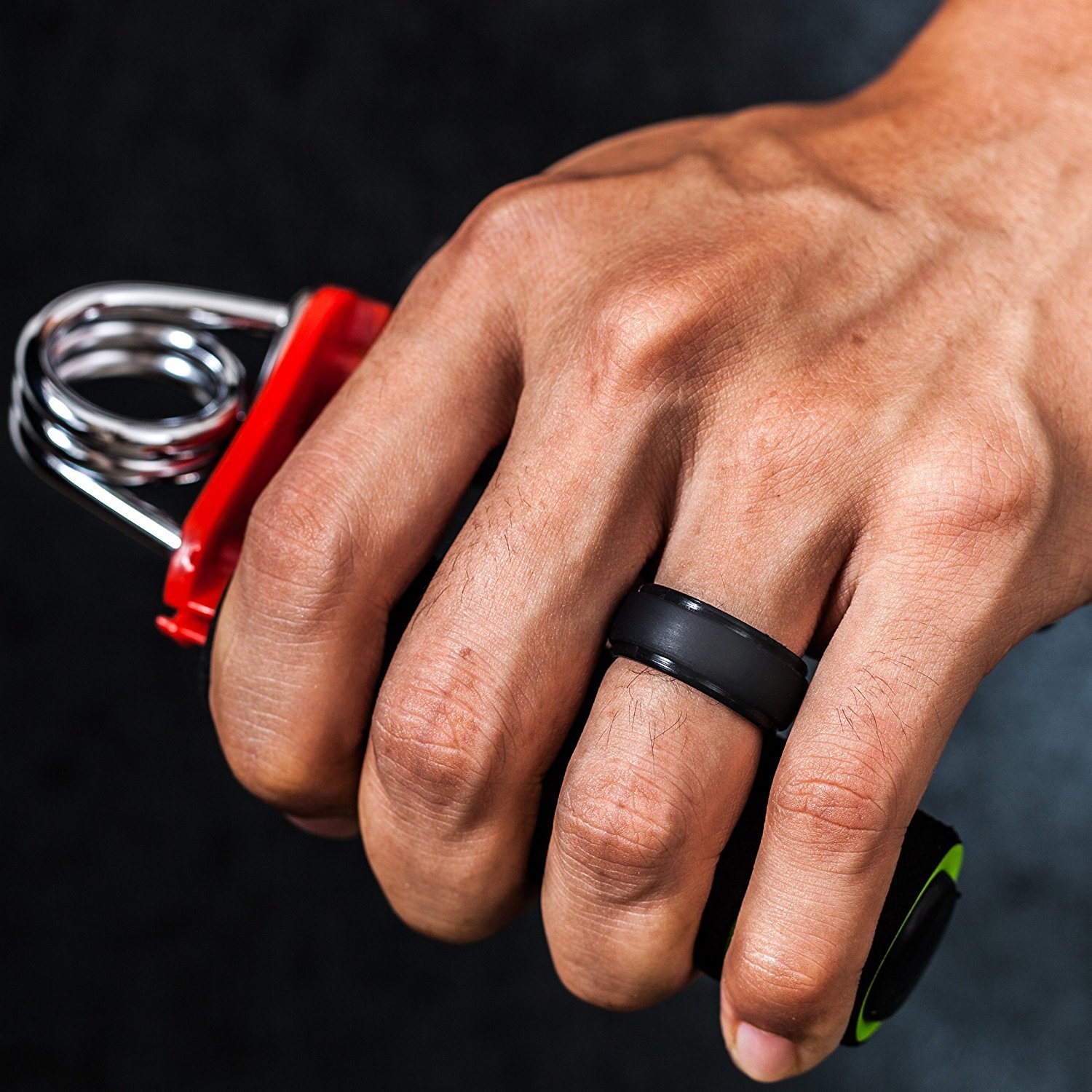 SILICONE WEDDING RING for Men by LiveLife BLACK GROOVE Rubber Band (Single Pack)