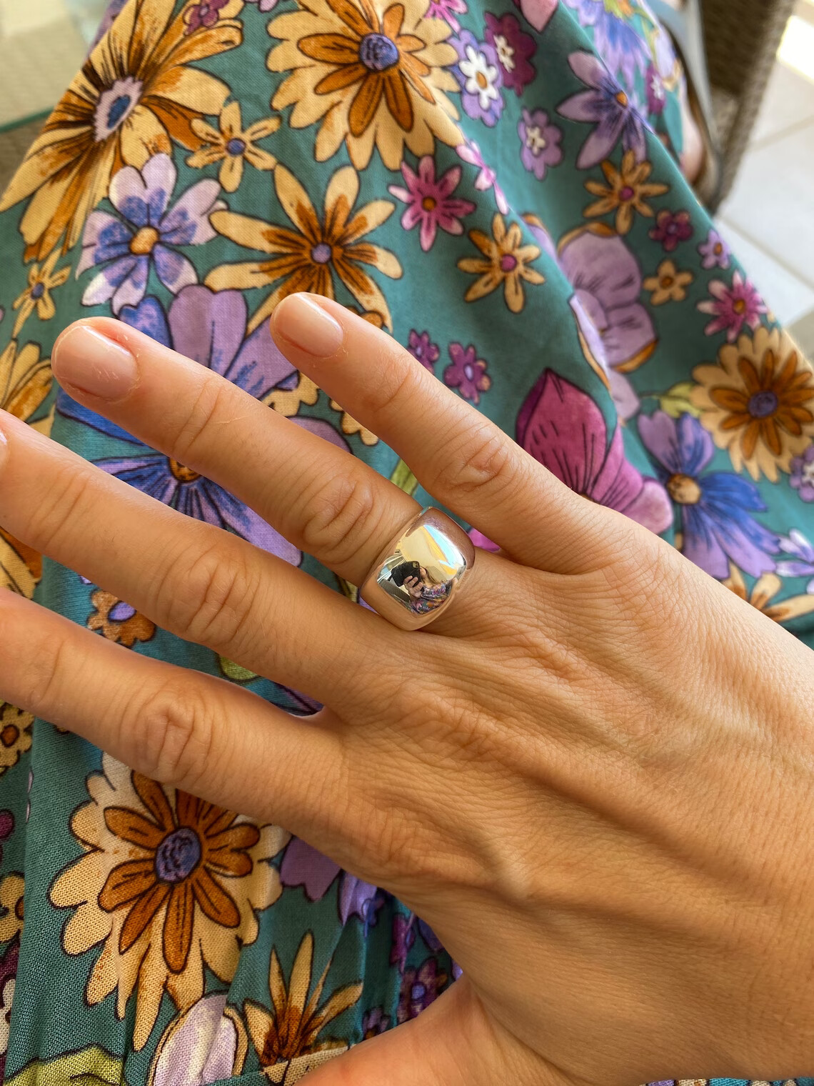 Dome Ring 925 Sterling Silver Ring Plain Wide Band Women Statement Wide Ring All