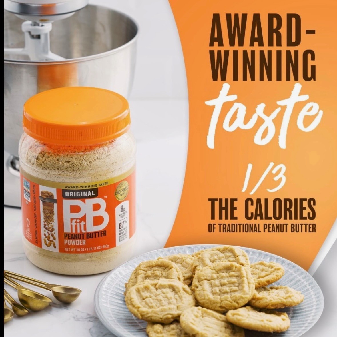 2 Pack - PBfit All-Natural Gluten-Free Peanut Butter Powder 30 oz.