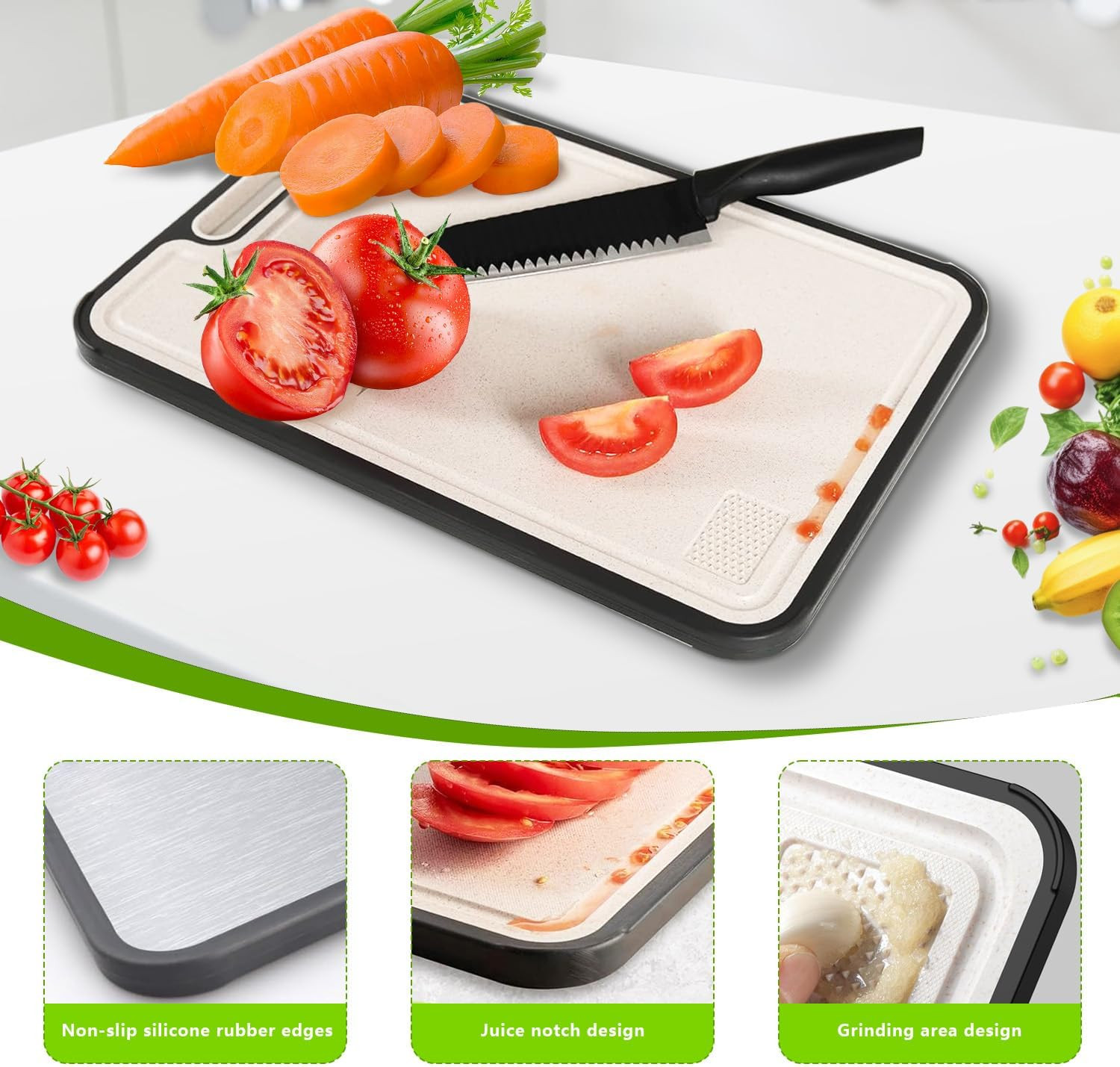 Titanium Cutting Board for Kitchen, Cutting Board Double Sided Food Grade, Pure