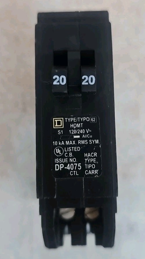 NTO Square D HOMT2020 Circuit Breaker 20A 120/240V Tandem